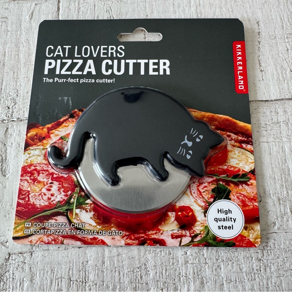 Kikkerland Cat Lovers Pizza‎ Cutter NEW Steel Black Cat Kitty Kitchen Utensil